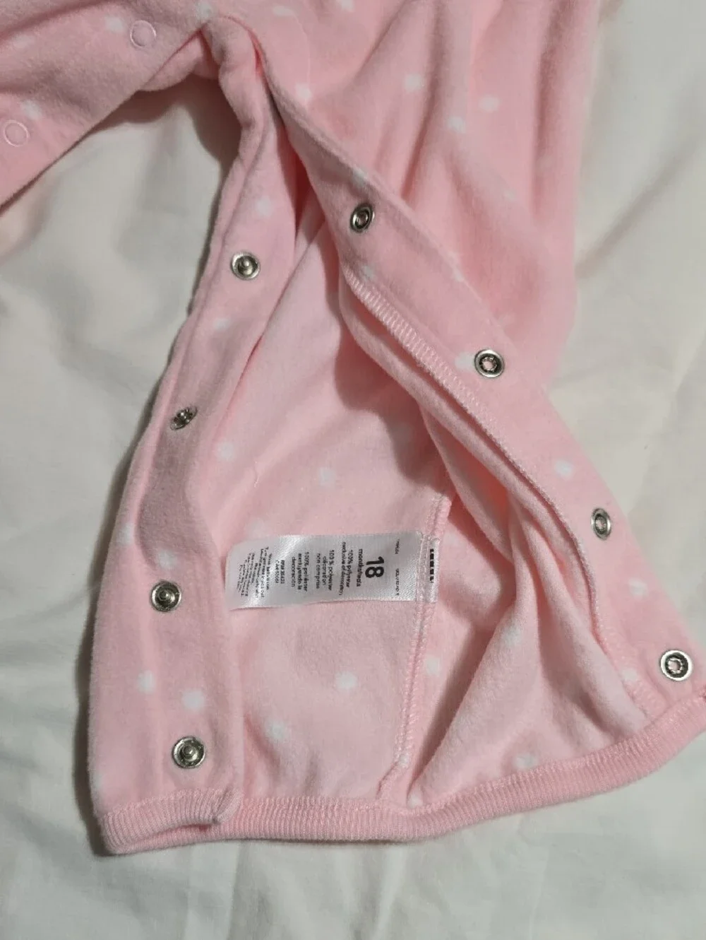 Carter's Pink Polka Dot Fleece One-Piece with Mouse Face